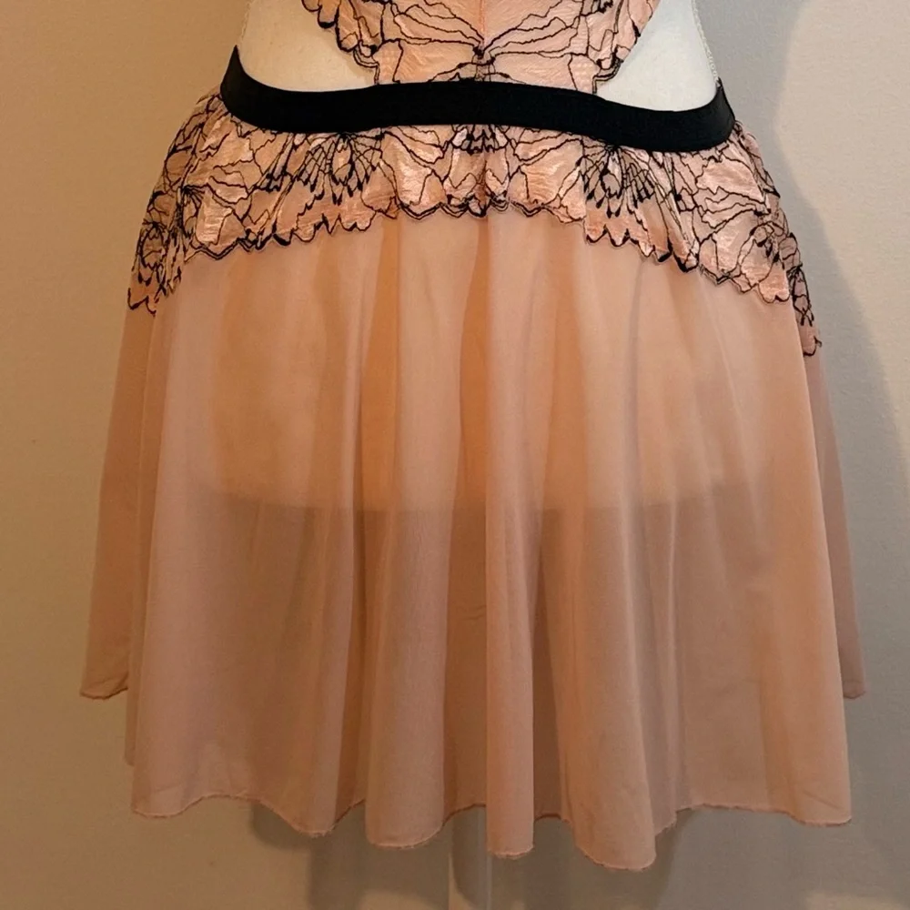 Auden Pink Black Lace Babydoll Chemise Lingerie Dress — Size Large - Picture 6 of 8